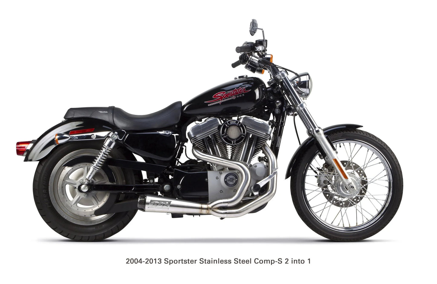 Two Bros. Comp S 2in1 Exhaust Sportster Black W/CF End Cap 2004-2013