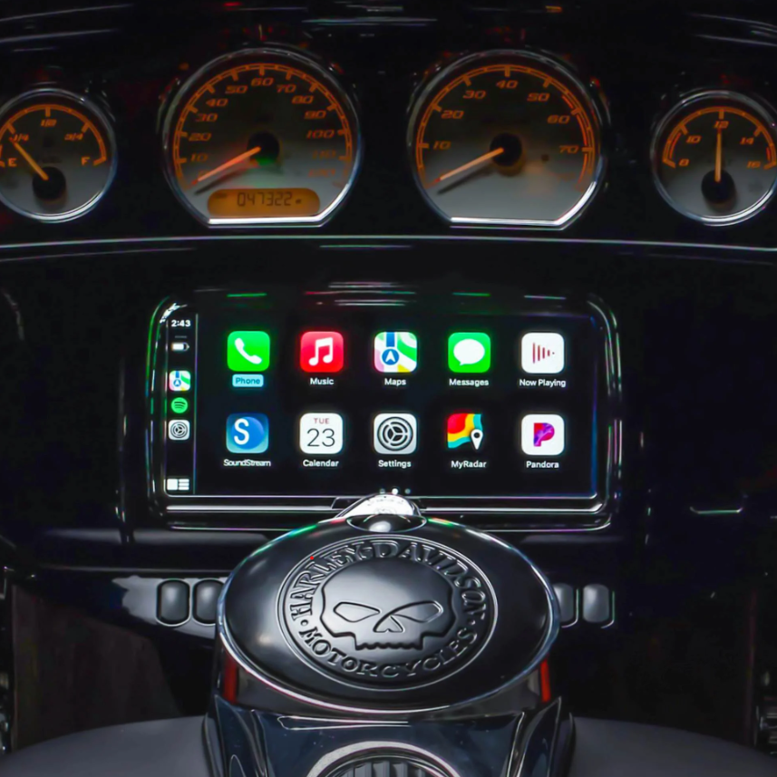 Soundstream Reserve V2 Harley Radio for Touring 2014-2025 Motorcycles. 8.3" Plug and Play w/ Apple Car Play