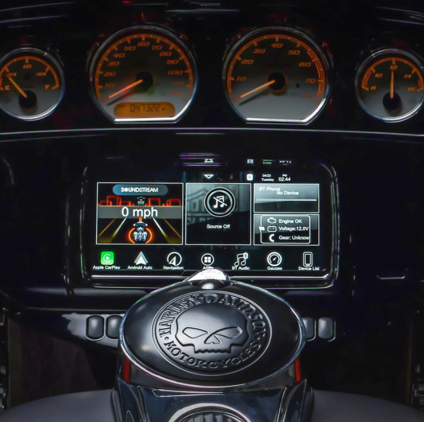 Soundstream Reserve V2 Harley Radio for Touring 2014-2025 Motorcycles. 8.3" Plug and Play w/ Apple Car Play