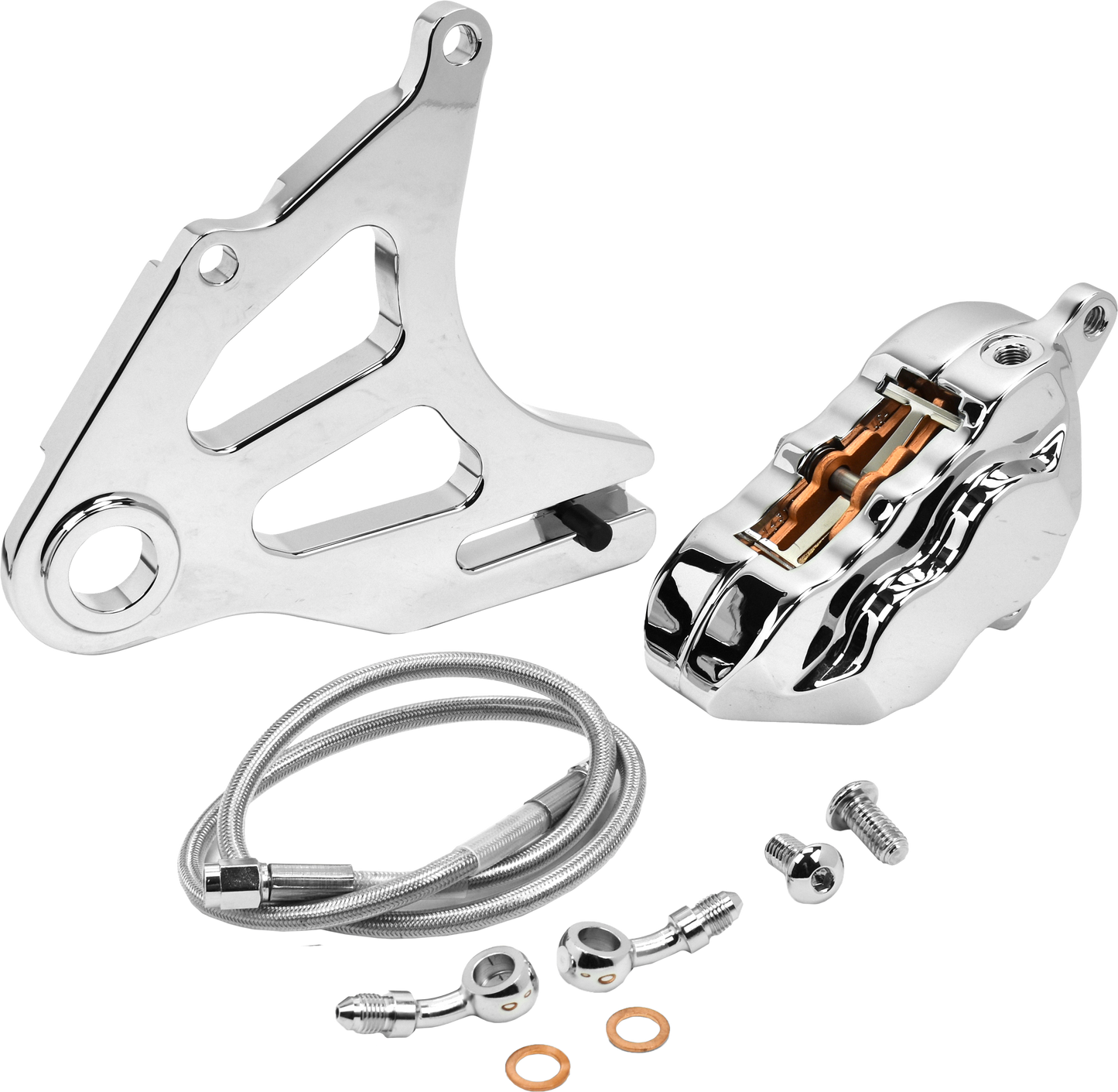 Hawg Halters 4 Pist Rear Caliper Kit Chrome St 2018-2023