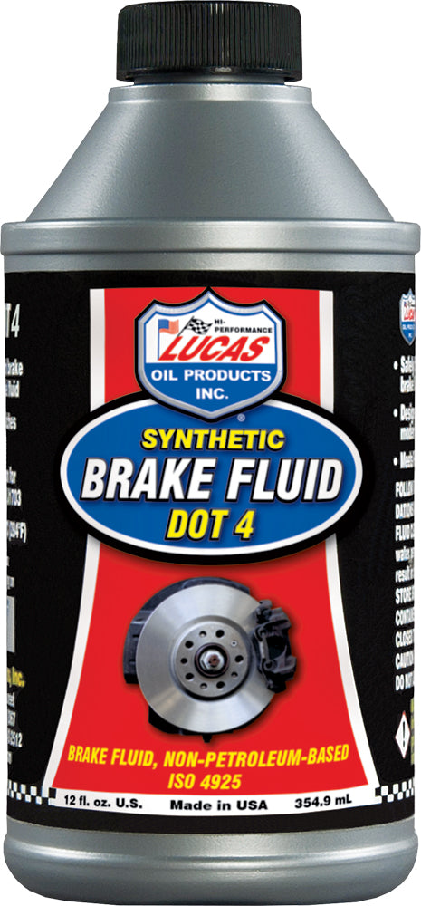 LUCAS - SYNTHETIC BRAKE FLUID DOT 4 12 OZ (12/CASE SOLD EA) - 10827