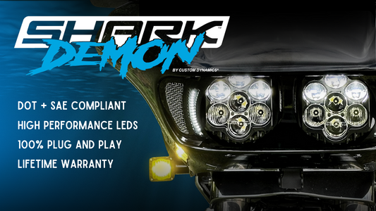 Shark Demon® SAE Selective Yellow LED Front Turn Signals for Road Glide