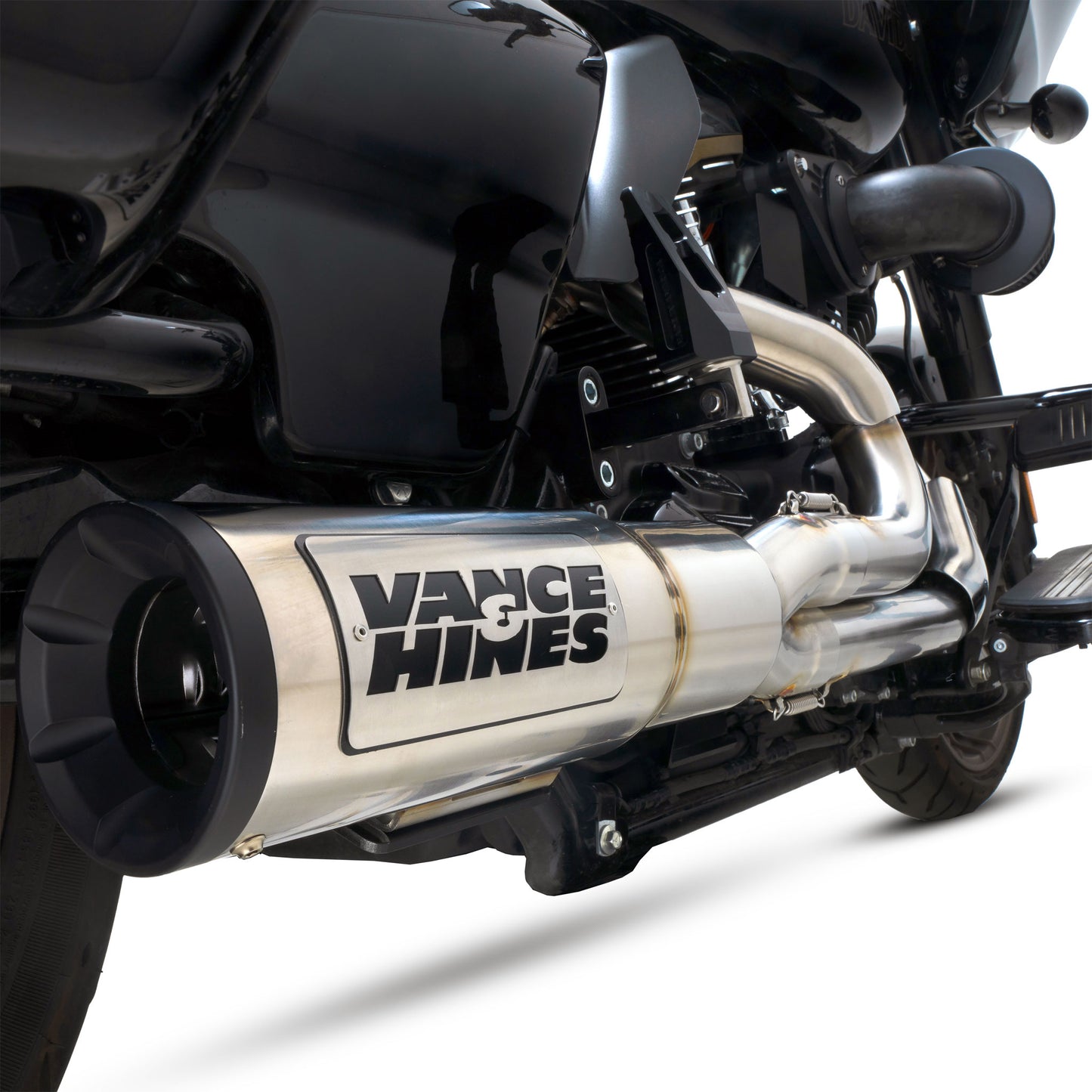Vance and Hines RR Stainless High Output 2 into 1 Exhaust for Harley Touring - Select Finish
