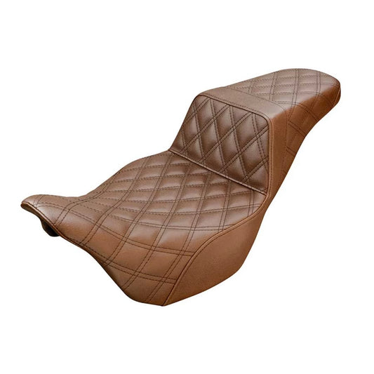 Saddlemen Step-Up Seat, Full Lattice Stitch- Brown Leather 08-23 FLT/FLH 0801-1136