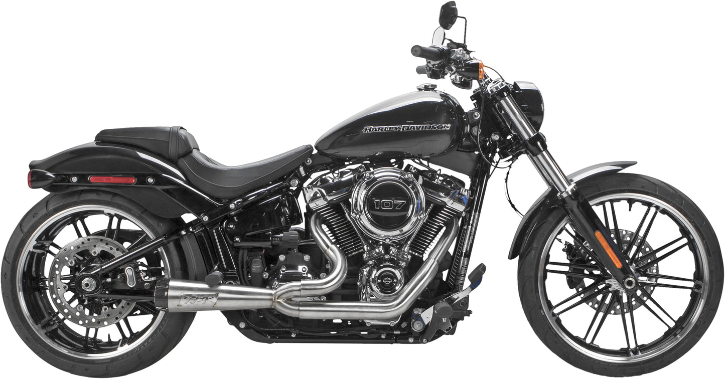 Two Bros. Comp S 2in1 Exhaust Softail Brushed W/CF End Cap 2018-2023