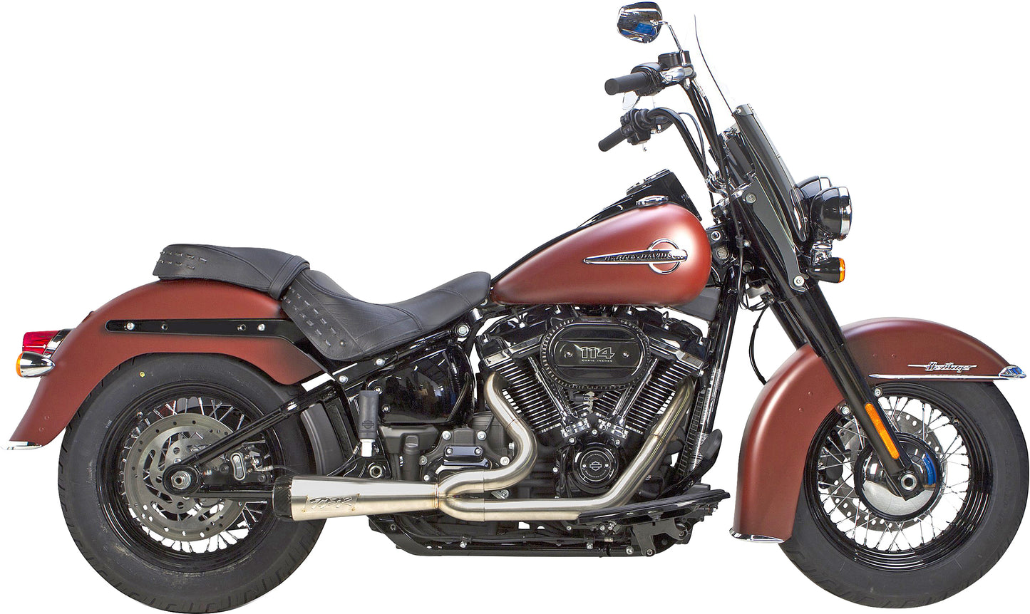 Two Bros. Comp S 2in1 Exhaust Softail Brushed W/CF End Cap 2018-2023