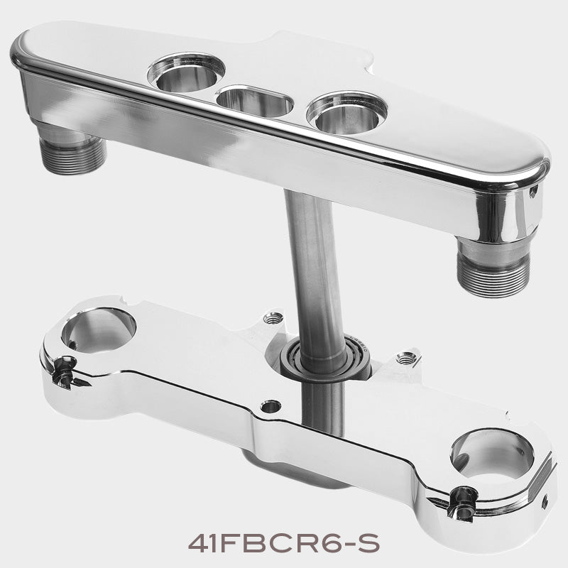 Hawg Halters 4 Degree Raked Triple Trees 41mm Chrome Custom 1986-2017 FLST Heritage or Fatboy