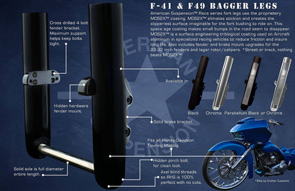 American Suspension Smooth Hidden Axle Bagger Legs - All Years Single or - Dual Disc