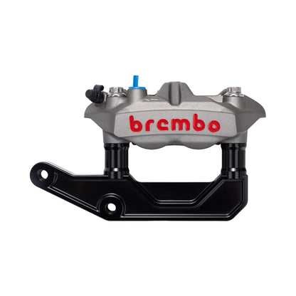 Titanium Gray Brembo 108mm M4 Monobloc Caliper with Black 29mm Spacers and Black Radial Bracket