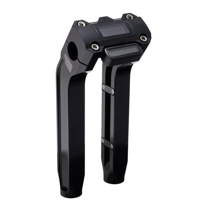 OG Black 10.5 inch Pull Back Risers with Black Digital Gauge Cut Out Top Clamp