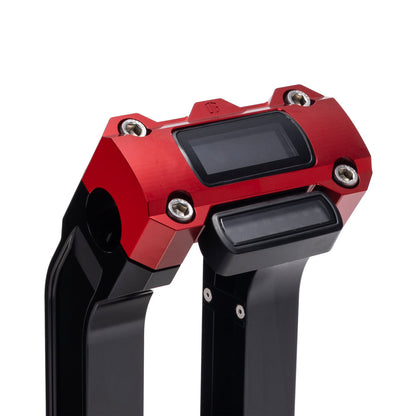 OG Black 10.5 inch Pull Back Risers with Red Digital Gauge Cut Out Top Clamp