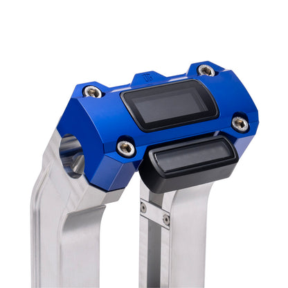 OG Aluminum 10.5 inch Straight Risers with Blue Digital Gauge Cut Out Top Clamp