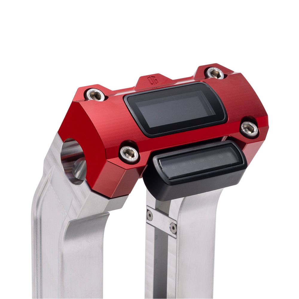 OG Aluminum 10.5 inch Straight Risers with Red Digital Gauge Cut Out Top Clamp