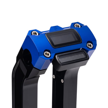 OG Black 10.5 inch Straight Risers with Blue Digital Gauge Cut Out Top Clamp