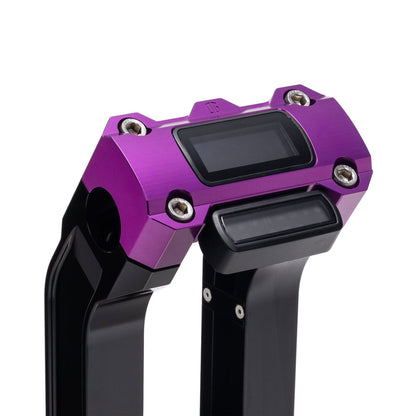 OG Black 10.5 inch Straight Risers with Purple Digital Gauge Cut Out Top Clamp