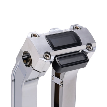 OG Chrome 10.5 inch Straight Risers with Aluminum Digital Gauge Cut Out Top Clamp