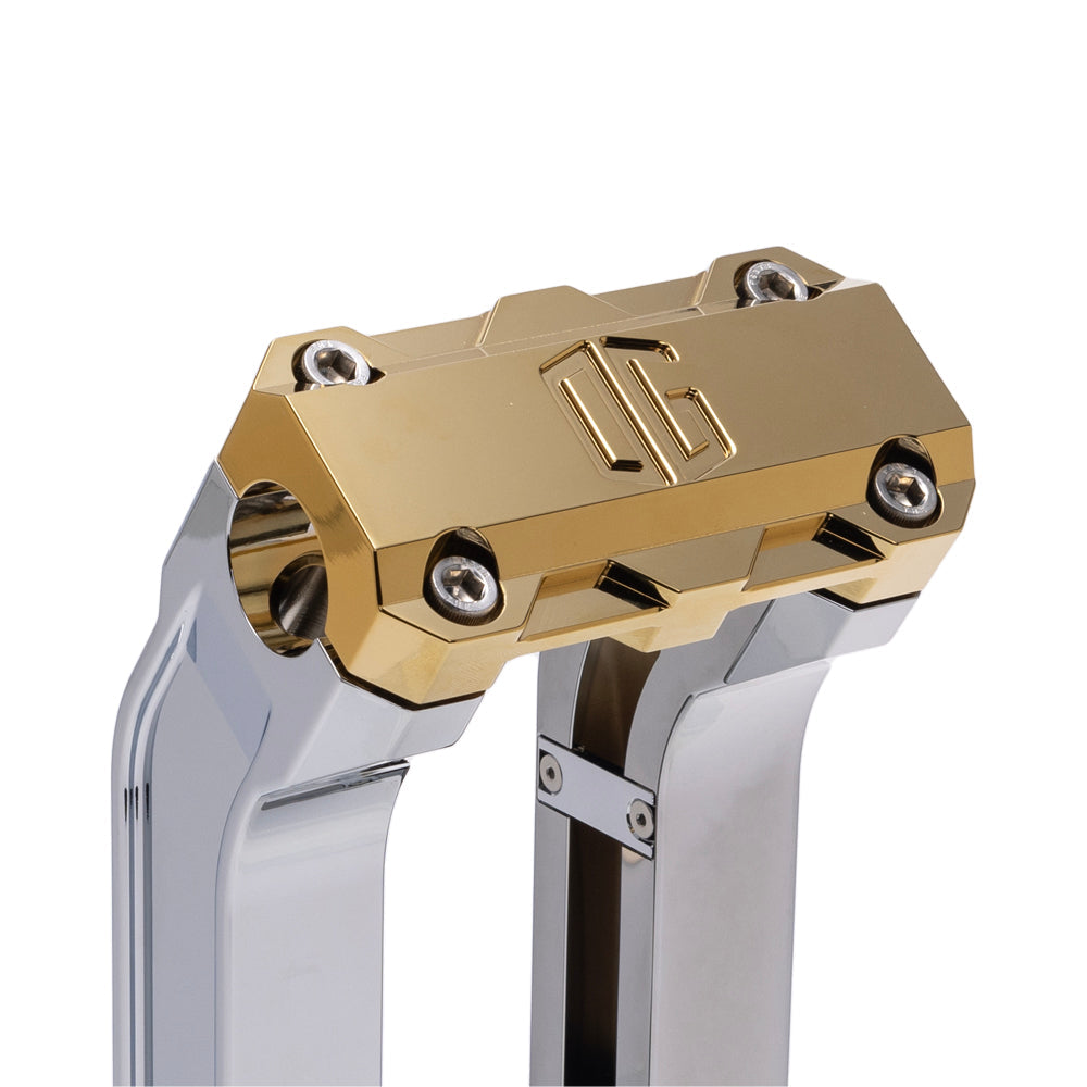 OG Chrome 10.5 inch Straight Risers with Gold Plating Standard Top Clamp