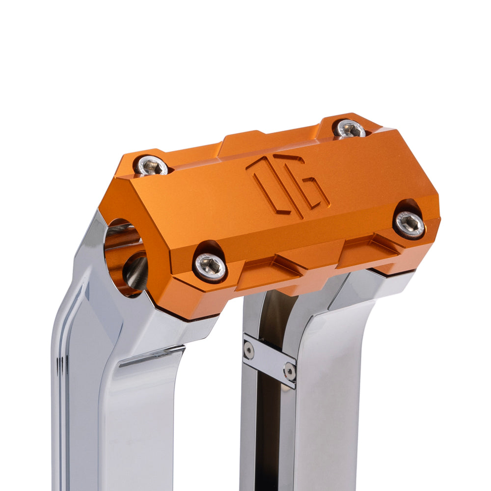 OG Chrome 10.5 inch Straight Risers with Orange Standard Top Clamp