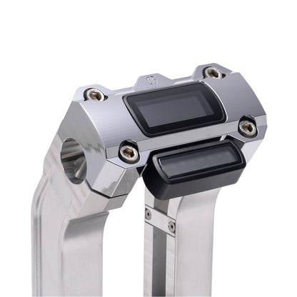 OG Aluminum 2 inch Straight Risers with Chrome Digital Gauge Cut Out Top Clamp