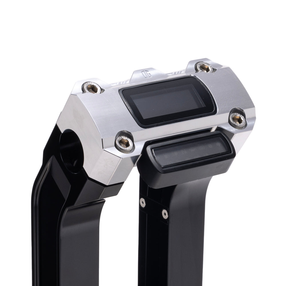 OG Black 2 inch Straight Risers with Aluminum Digital Gauge Cut Out Top Clamp