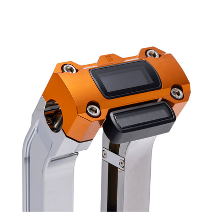 OG Chrome 2 inch Straight Risers with Orange Digital Gauge Cut Out Top Clamp