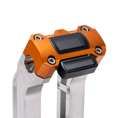 OG Aluminum 6.5 inch Pull Back Risers with Orange Digital Gauge Cut Out Top Clamp