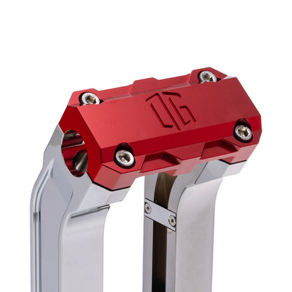 OG Chrome 6.5 inch Pull Back Risers with Red Standard Top Clamp