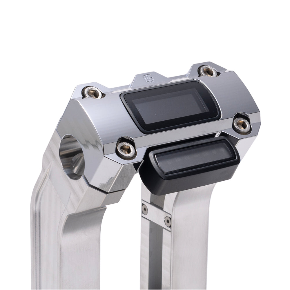 OG Aluminum 6.5 inch Straight Risers with Chrome Digital Gauge Cut Out Top Clamp