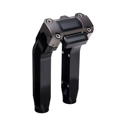 OG Black 8.5 inch Pull Back Risers with Black Chrome Digital Gauge Cut Out Top Clamp