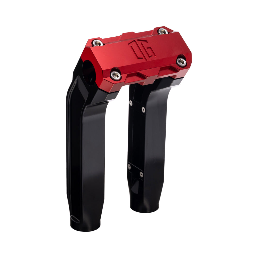 OG Black 8.5 inch Pull Back Risers with Red Standard Top Clamp