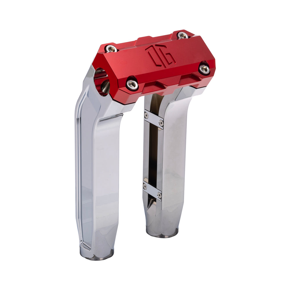 OG Chrome 8.5 inch Pull Back Risers with Red Standard Top Clamp