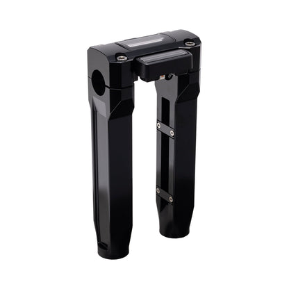 OG Black 8.5 inch Straight Risers with Black Digital Gauge Cut Out Top Clamp