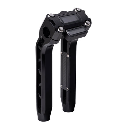OG Black Performance 10.5 Inch Pull Back Risers Digital Gauge Top Clamp Black