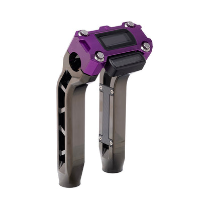 OG Black Chrome Performance 8.5 inch Pull Back Riser Legs with Purple Performance Digital Gauge Top Clamp