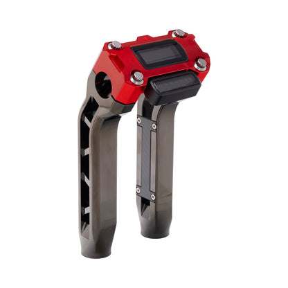 OG Black Chrome Performance 8.5 inch Pull Back Riser Legs with Red Performance Digital Gauge Top Clamp