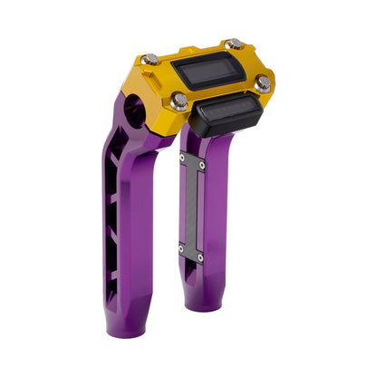 OG Purple Performance 8.5 inch Pull Back Riser Legs with Gold Performance Digital Gauge Top Clamp