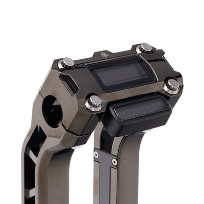 OG Black Chrome Performance Digital Gauge Top Clamp on OG Black Chrome Performance Riser Legs