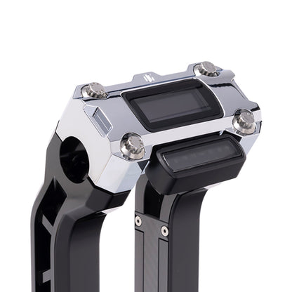 OG Chrome Performance Digital Gauge Top Clamp on OG Black Performance Riser Legs
