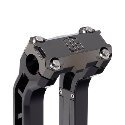 OG Black Chrome Performance Top Clamp on OG Black Performance Riser Legs