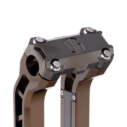 OG Black Chrome Performance Top Clamp on OG Bronze Performance Riser Legs