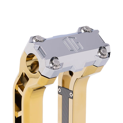 OG Chrome Performance Top Clamp on OG Gold Plating Performance Riser Legs