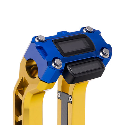 OG Blue Performance Digital Gauge Top Clamp on OG Gold Performance Riser Legs