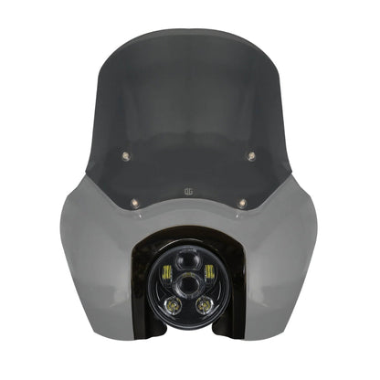 Original Garage Moto Softail Low Rider S Complete T-Sport Fairing Kit - Billiard Gray - 5.75 LED Black