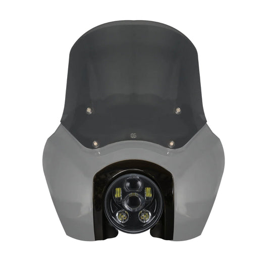 Original Garage Moto Softail Low Rider S Complete T-Sport Fairing Kit - Billiard Gray - 5.75 LED Black