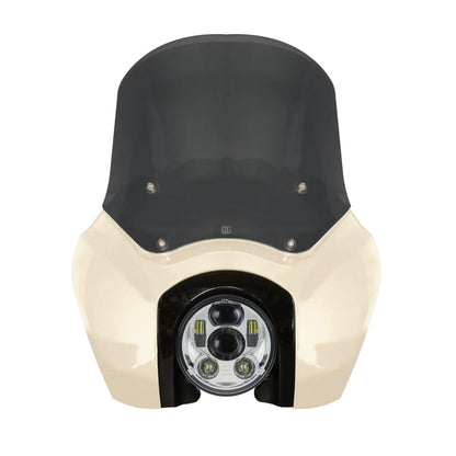 Original Garage Moto Softail Low Rider S Complete T-Sport Fairing Kit - White Sand Pearl Color Match -OG 5.75 LED Chrome