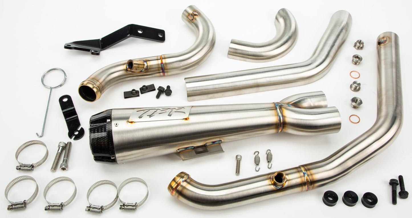 Two Bros. Comp S 2in1 Exhaust FLSB-FLHC Brushed W/CF End Cap 2018-2023